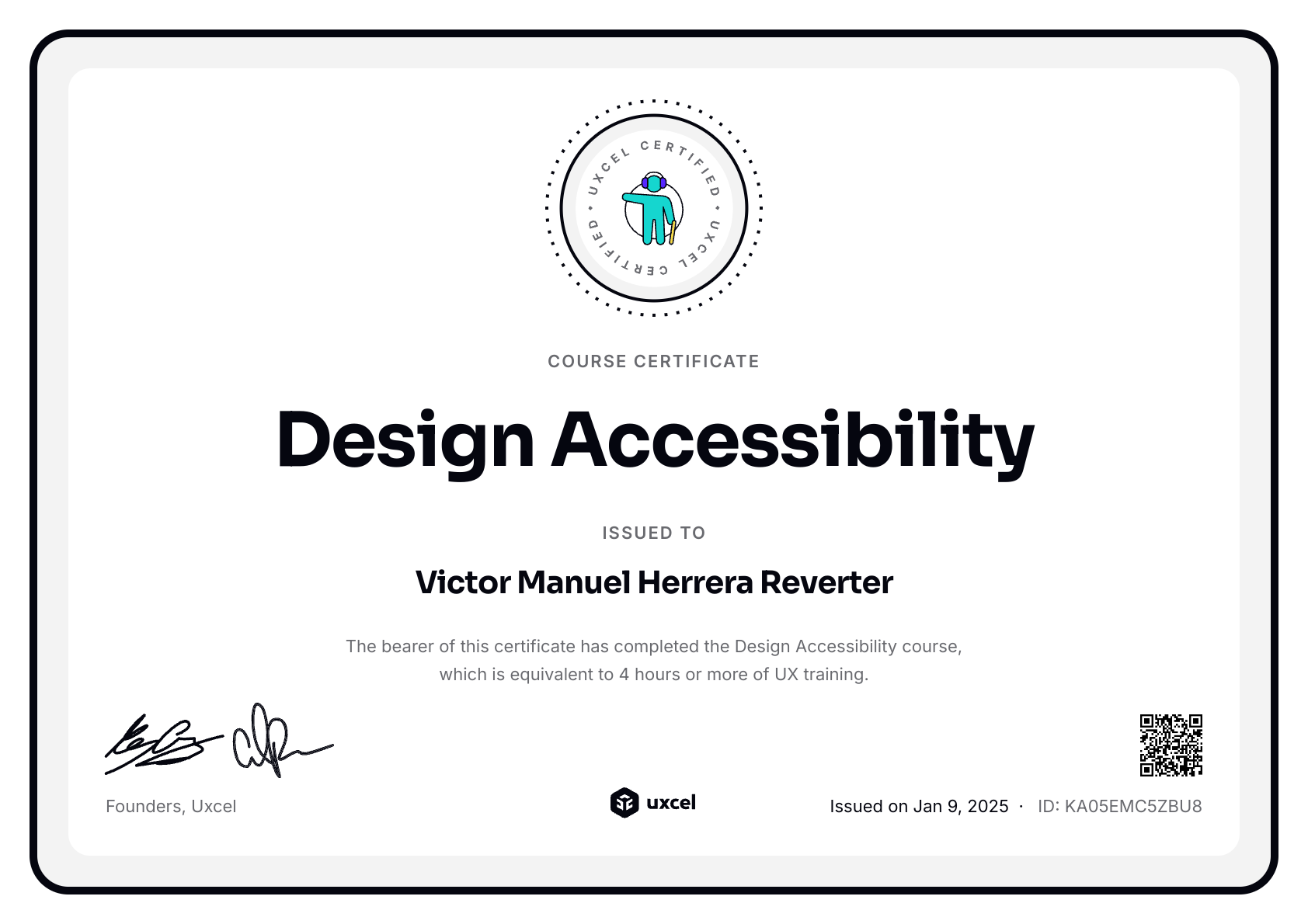 Victor Manuel Herrera Reverter's certificate